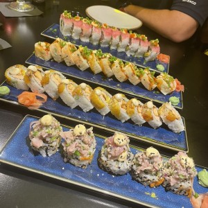 Spicy Tuna, Ebi Roll, Parmesan, Acevichado 