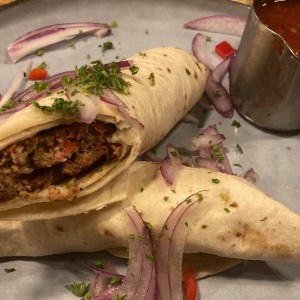 LAMRO'S BEEF KEBAB WITH LAVASH AND SOUCE
