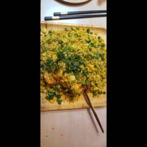 arroz frito con camarones
