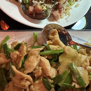 Pollo con salsa de gengibre y cebollina
