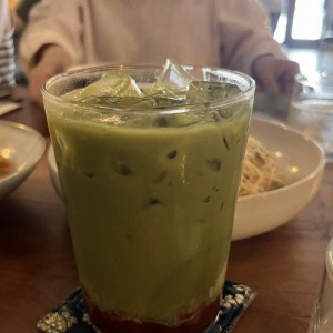 Iced Strawberry matcha latte