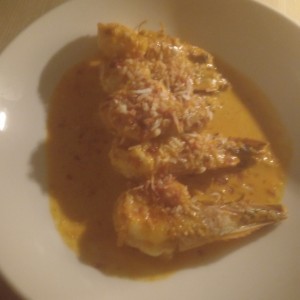 Langostinos en leche de coco