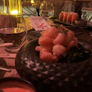 Camarones en tempura