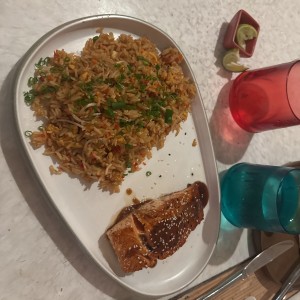 Yakimeshi salmon
