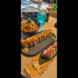 udon, sushi