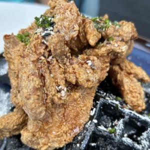 BLACK SESAME WAFFLE & SPICY HONEY BUTTER CHICKEN