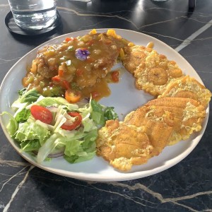 Covina al ajillo.  Bien lograda