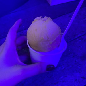 Pequeño sorbeto de mango y coco