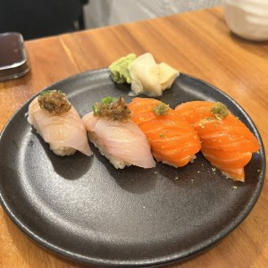 Nigiri - Oraking Salmon y Mero