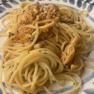 Spaghetti con centollo