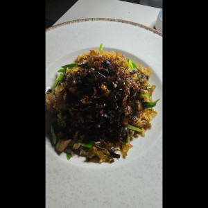 arroz con chicharron y ternera