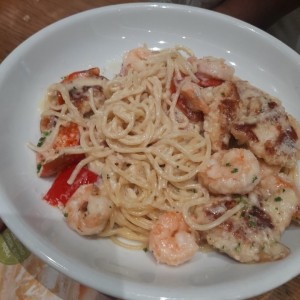 spagetti con camarones