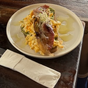 Miso bacon avocado toast
