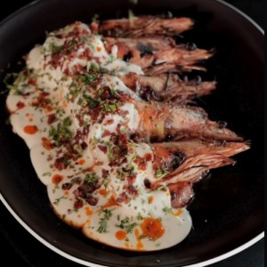 Langostino con Queso Fondue
