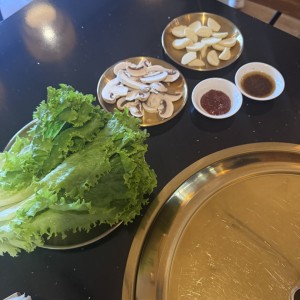Lechuga para el Bbq hongos y ajos