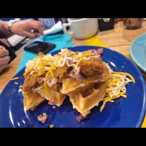 chicken and bacon waffle