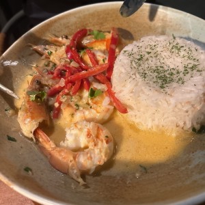 LANGOSTINOS AL CURRY DE COCO