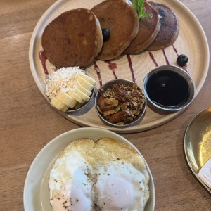 Pancakes de avena yblueberries