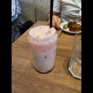 cherry blossom chai iced latte