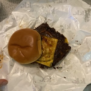 Asi se ve la hamburguesa que nos enviaron. Ni un perro se las come