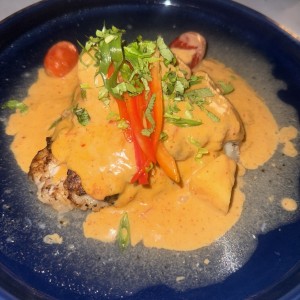 Corvina al curry y coco