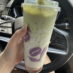 Blueberry matcha latte