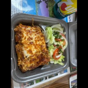 Lasagña de plátano maduro con carne molida 