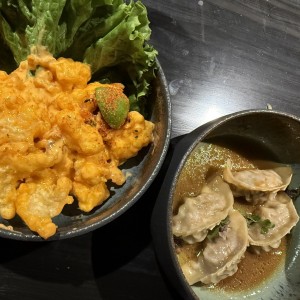 Rock Shrimp tempura / Rib eye gyozas