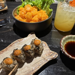 Camarones y sushi 