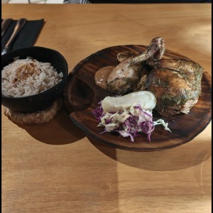 Pollo jerk y arroz con coco
