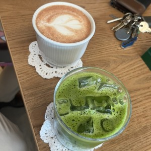 Chocolate caliente y matcha