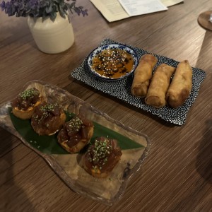 Yuca y atun, rollitos primavera de pollo! 