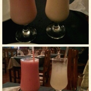 Batido de papaya, maracuya, ponche y limonada