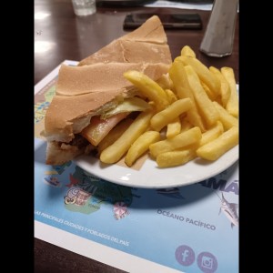 Hamburguesa de la Casa con papas fritas