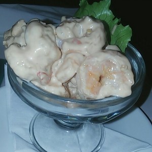 Camarones en salsa rosada.
