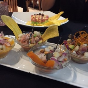 Tarta de atun y Degustacion de ceviches
