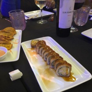rollo flambeado, el vino es Malbec, excelebte
