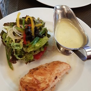 poulet et bleu