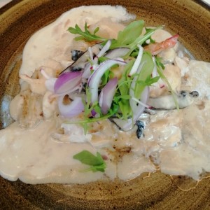 Corvina Portobelo con Camarones