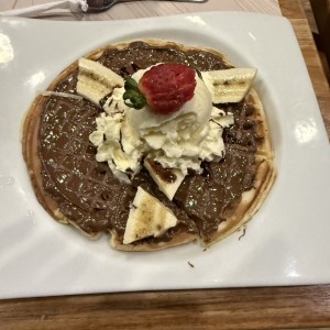 Waffle banana con nutella