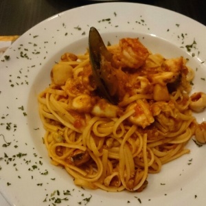 Sea food pasta in red sauce
