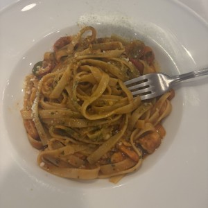 Fetuccini con camarones 