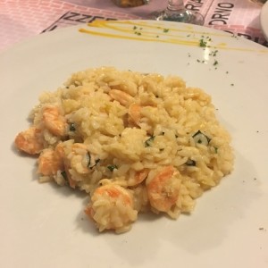 risotto de camarones con albahaca