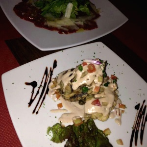 Carpaccio y hongos portobello