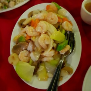 camarones con vegetales