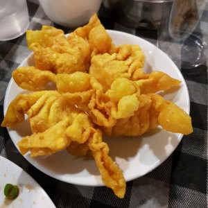 wanton con camarones
