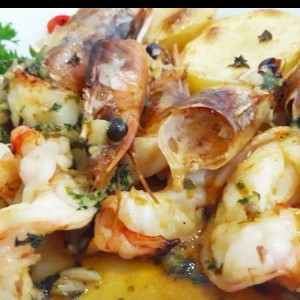 langostinos al ajillo con jerez