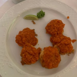 Langostinos con salsa de cangrejo y jerez