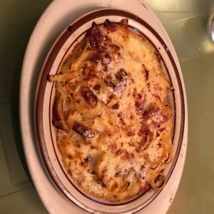 Fetuccini a la Carbonara Gratinado