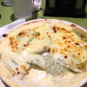 Raviolis de espinacas, gratinado